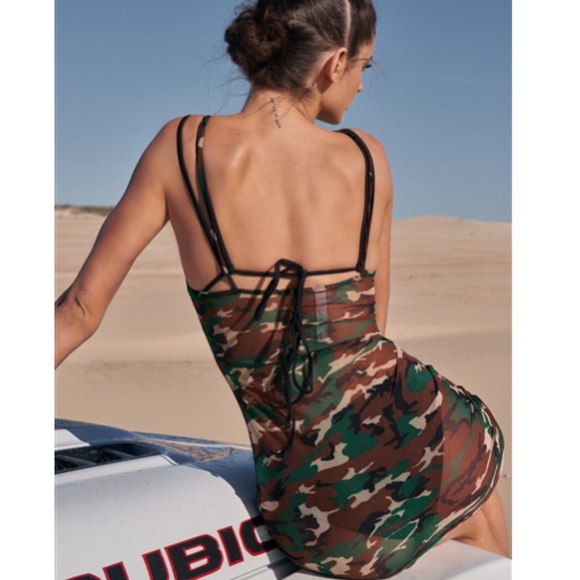 CAMO SHEER MESH MINI DRESS FESTIVAL COVERUP - Picture 2 of 4